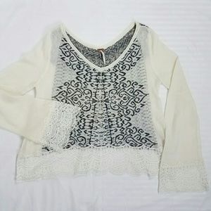 Free People White Lace Sweater Top